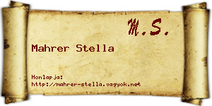 Mahrer Stella névjegykártya